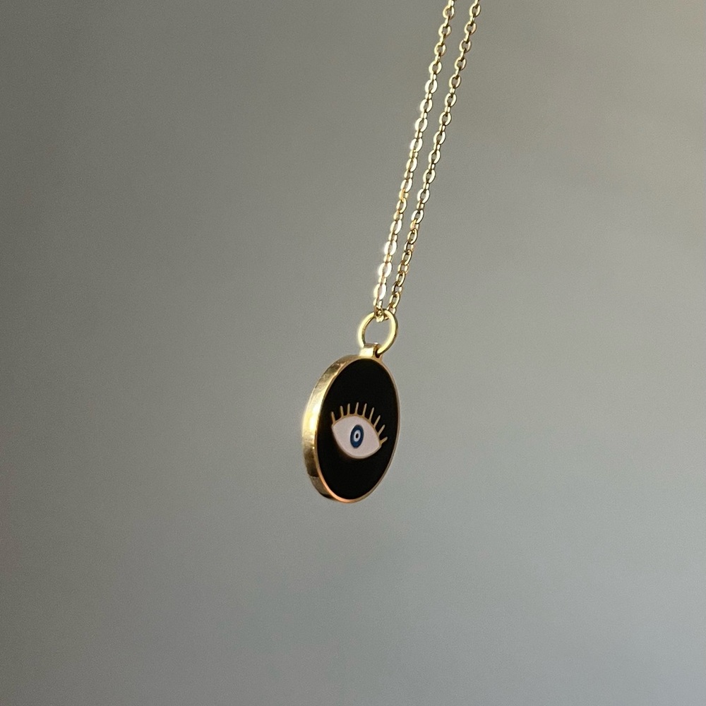 New Black and Gold Evil Eye Necklace